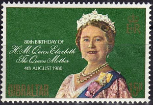 Гибралтар, 1980, 80 лет королеве-матери, 1 марка